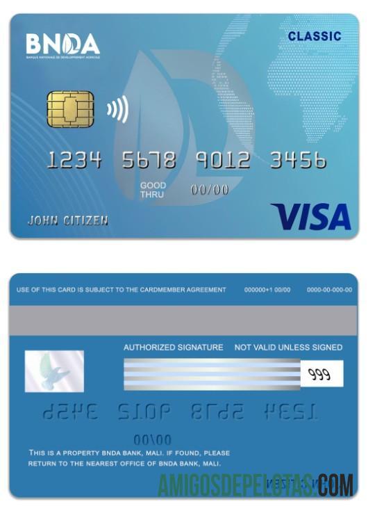 Mali BNDA Bank Visa Classic Card real example